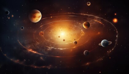 Wall Mural - solar system  in milky  way  show planets orbiting 