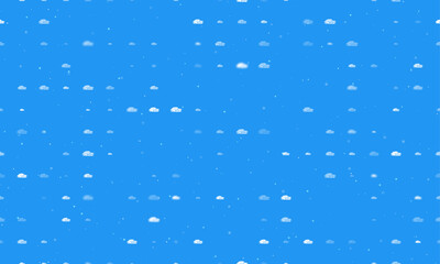 Poster - Seamless background pattern of evenly spaced white vintage car symbols of different sizes and opacity. Vector illustration on blue background with stars
