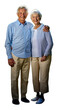 © J S - Happy smiling elderly senior couple, old man holding arm around his lady, isolated on white on transparent background