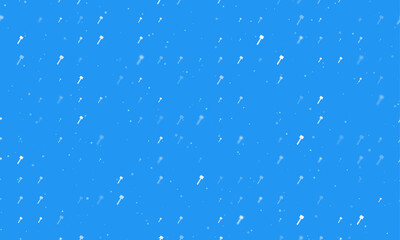 Poster - Seamless background pattern of evenly spaced white mallet symbols of different sizes and opacity. Vector illustration on blue background with stars