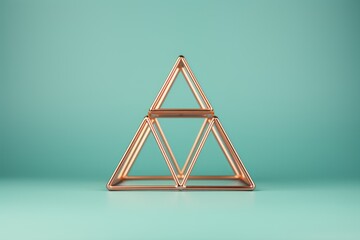 Leinwandbilder - 3d rendering of a pyramid made of copper wire on green background