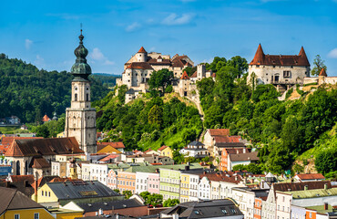 Canvas Print - historic buildings at the old town of Burghausen - Germany