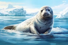 Oceanic Seal Illustration. Generative AI