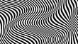 Abstract optical illusion wave. Black and white lines with distortion effect. Vector geometric stripes pattern.