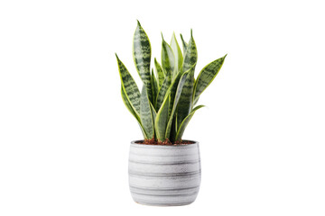 Wall Mural - Sansevieria houseplant in gray pot, indoor plant, isolated on a transparent background. PNG, cutout, or clipping path.	
