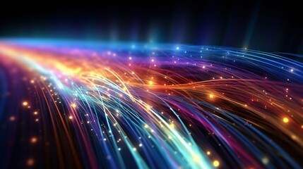Poster - Illuminated Optical Fiber Array. Generative ai