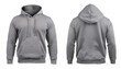 Gray blank male hoodie sweatshirt long sleeve with clipping path, men's hoodie with hood for your design mockup for print, isolated on a white background. template for winter clothes.