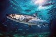 Power of a barracuda as it patrols the vibrant coral reef ecosystem of the ocean