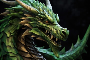 Aufkleber - A detailed close up of a dragon statue. This image can be used for fantasy-themed projects or to represent strength and power.