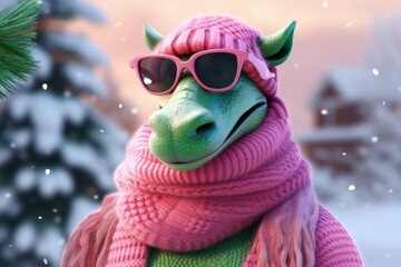 Poster - A cartoon character wearing sunglasses and a pink hat. Perfect for adding a fun and playful touch to any project.