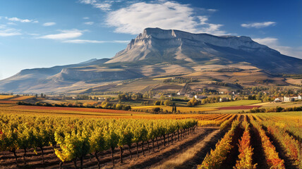 Canvas Print - vineyards at sunset in the mountains