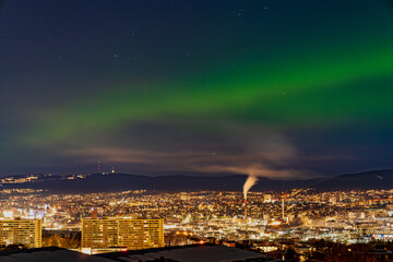 weak aurora borealis over oslo
