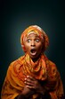 young african woman with surprised expression on her face