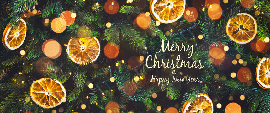 Merry Christmas and Happy New Year greeting card