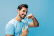 © SHOTPRIME STUDIO - Man smile bottle t-shirt sport attractive healthy water drink studio lifestyle