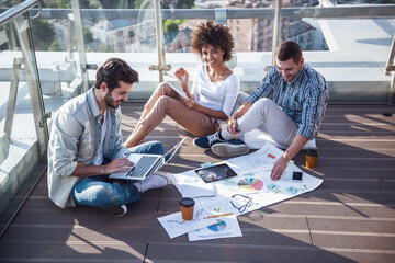 Wall Mural - Young people working