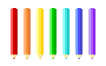 Color Pencils Vector Clip Art. Stylized Colorful Crayons On White Background.