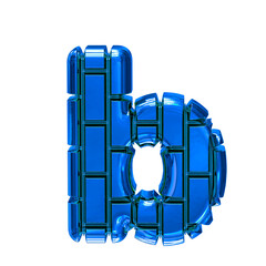 Symbol made of blue vertical bricks. letter b