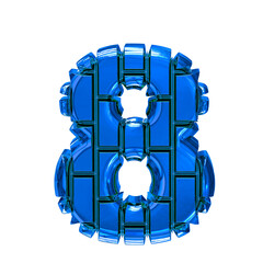 Symbol made of blue vertical bricks. number 8