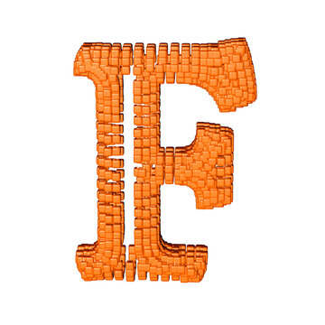 Symbol made of redheaded cubes. letter f