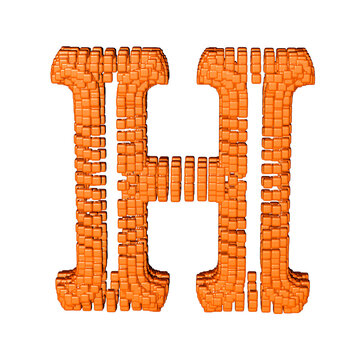 Symbol made of redheaded cubes. letter h