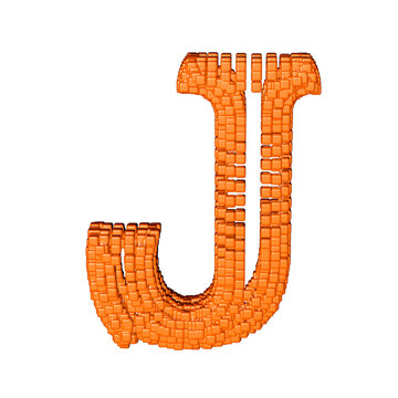 Symbol made of redheaded cubes. letter j