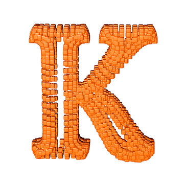 Symbol made of redheaded cubes. letter k