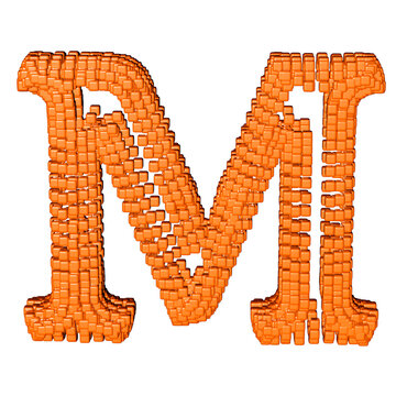 Symbol made of redheaded cubes. letter m