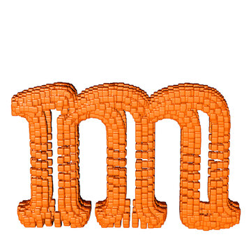 Symbol made of redheaded cubes. letter m