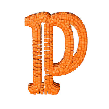 Symbol made of redheaded cubes. letter p