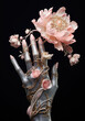 Feminine Hand With Growing Vines and Flowers
