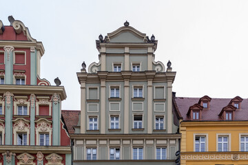 Architecture of the old town of Wroclaw, Poland