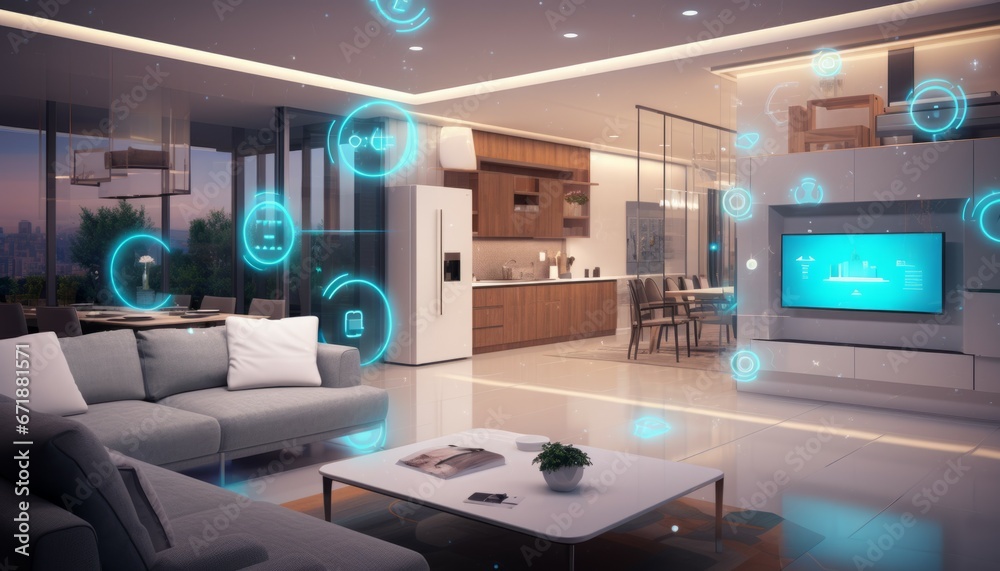 Smart house concept. Internet of Things Concept. Smart home dashboard ...