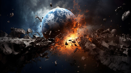 Wall Mural - planet collided with Earth