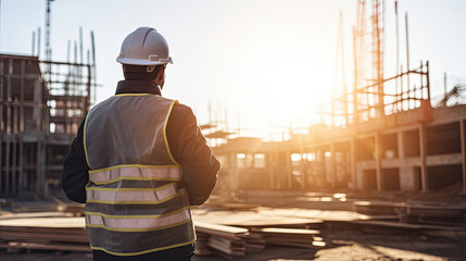 Engineer working on building site