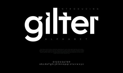 Leinwandbilder - Gilter creative modern urban alphabet font. Digital abstract moslem, futuristic, fashion, sport, minimal technology typography. Simple numeric vector illustration