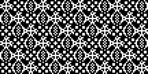 Poster - Pixel monochrome repeating pattern. For pillows, notepads, prints, textiles, wallpaper.