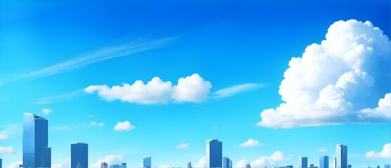 Wall Mural - City landscape with blue cloudy sky from Generative AI