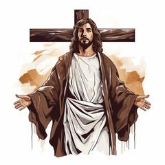 Wall Mural - Portrait that depicts Jesus standing wearing a robe. 