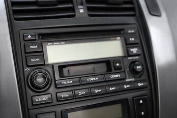 Canvas Print - View of automotive head unit in car