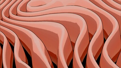 Poster - Background with folded textile layers levitating, 3D. Design. Orange cartoon style textile drapery.