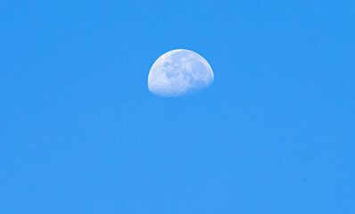 Wall Mural - Moon in the blue sky, natural background, closeup of photo