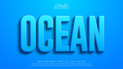 Aufkleber - Blue ocean text effect. Blue editable text effect