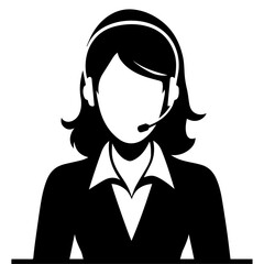 Canvas Print - Call Center girl vector, call center woman vector silhouette illustration