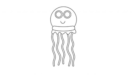 Canvas Print - animated sketch of a jellyfish icon