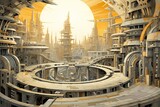 Fototapeta Nowy Jork - Concentric Cityscape: Futuristic Abstract Architecture Unveiled