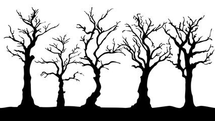 silhouette of a tree. silhouette of dead tree vector illustration. silhouette of trees and branches 