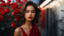 Portrait Of Lady With Red Roses Free Stock Photo - Public Domain Pictures