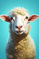 Sticker - portrait Cartoon character of sheep