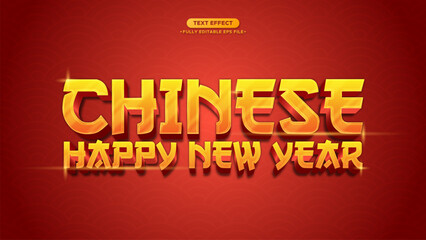 Poster - Happy Chinese New Year Vector Text Effect Red Background and gold shiny text